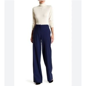 Diane Von Fustenberg Armor blue linen blend Wide leg trousers Sz 2